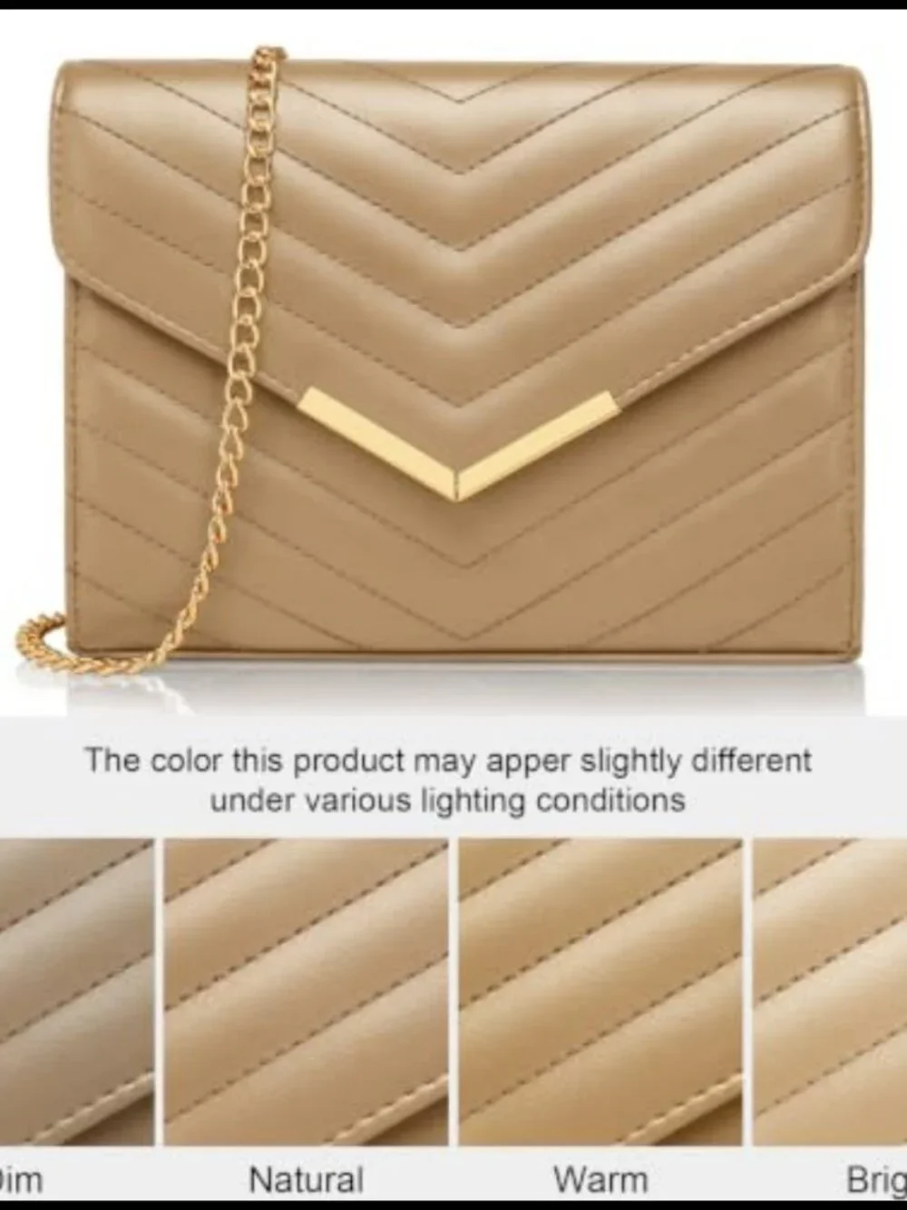 Faux Saffiano Leather Chevron Quilted Clutch Evening Bag with Chain Strap